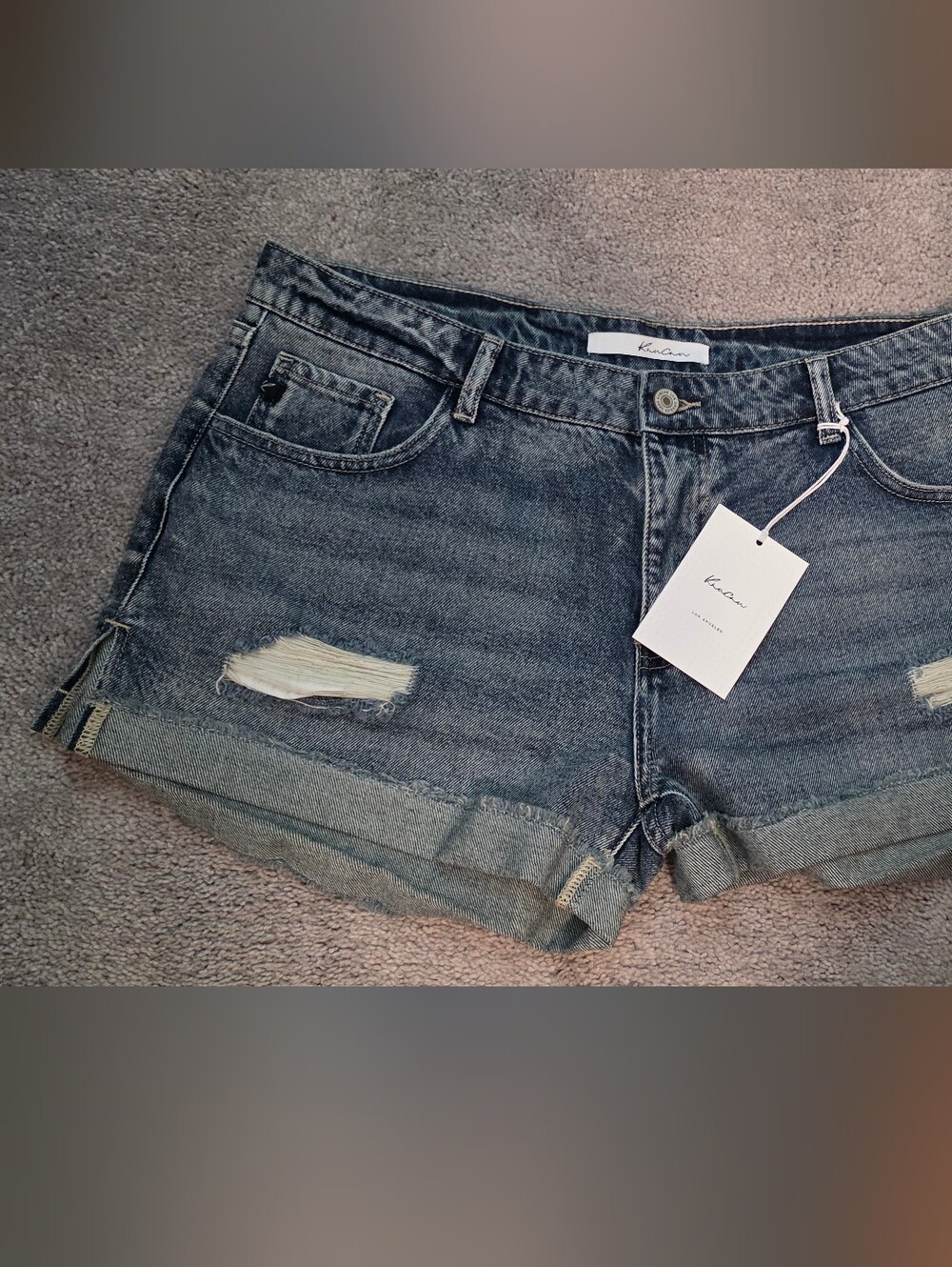 KanCan Women’s Distressed Denim Shorts - Blue